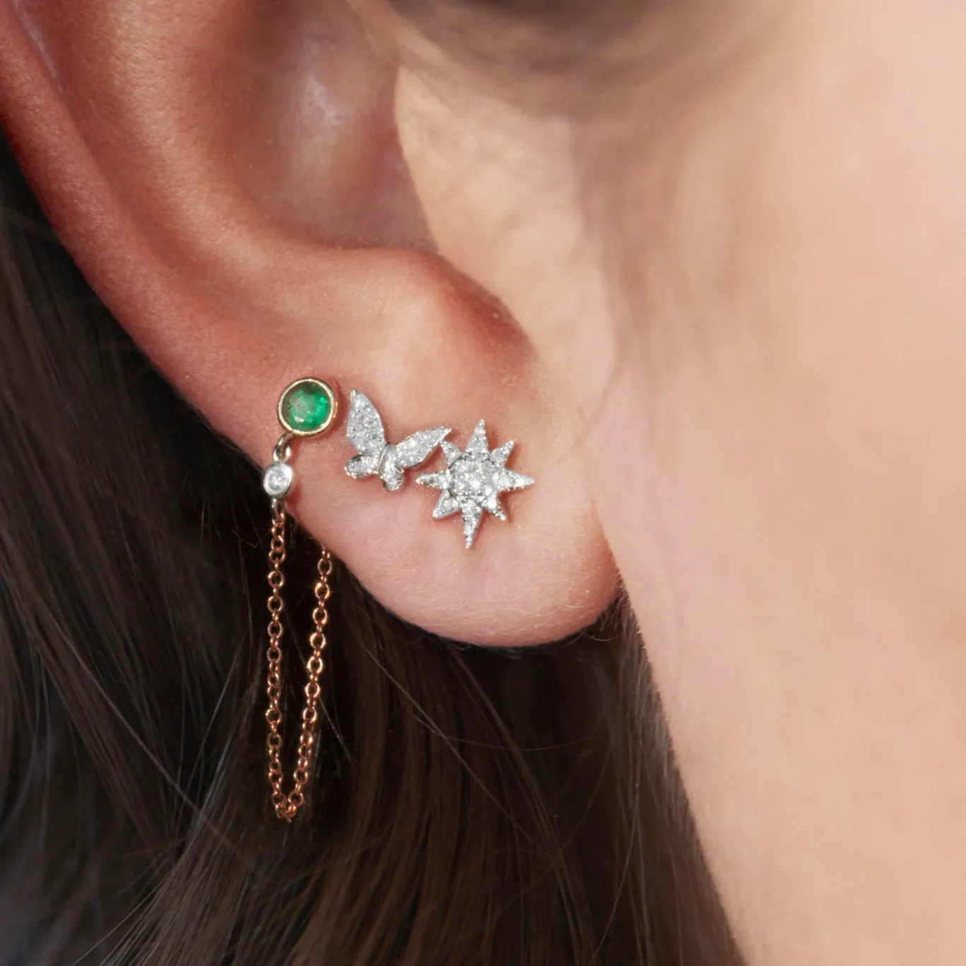 White Gold Diamond Starburst Stud Earrings (set) sold by Meira T product image thumbnail 2
