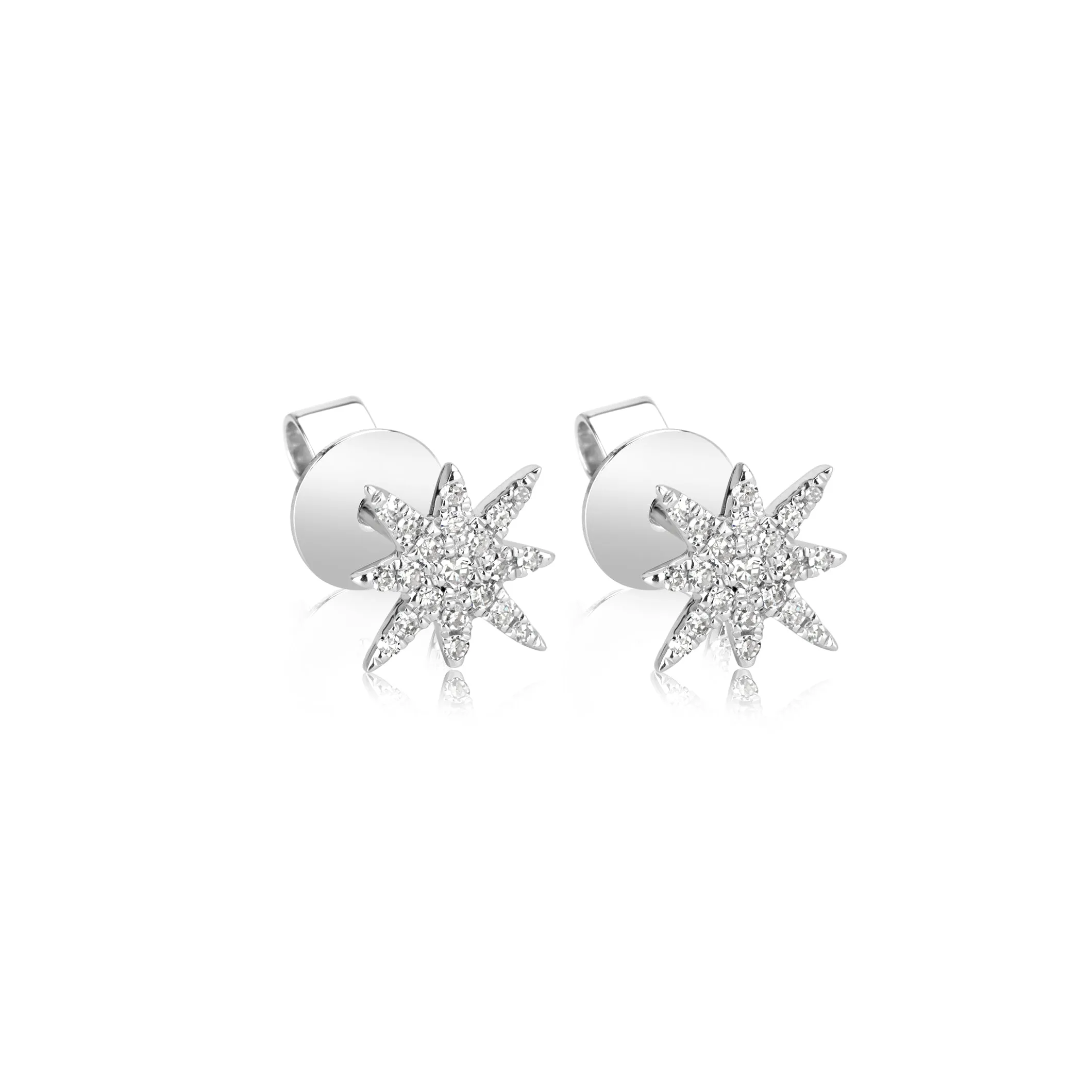 White Gold Diamond Starburst Stud Earrings (set) sold by Meira T