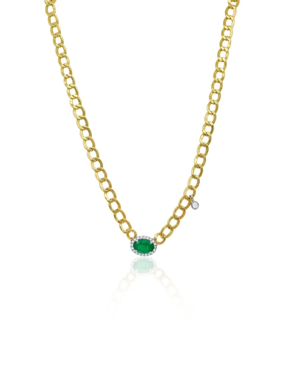 Emerald Cuban Link And Charm Necklace sold by Meira T