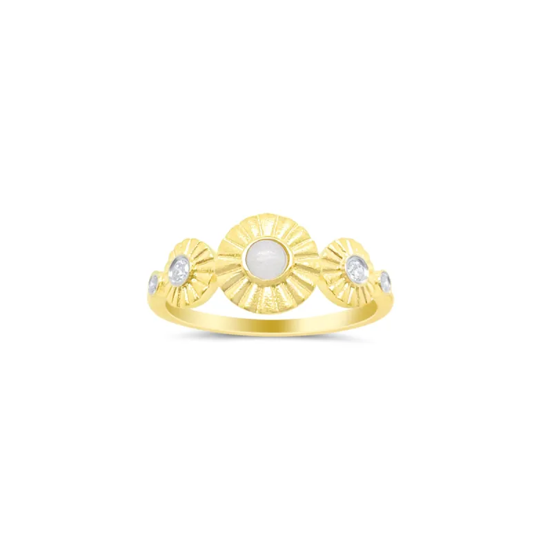 Yellow Gold Diamond and Moonstone ring- SIZE 6.5 sold by Meira T