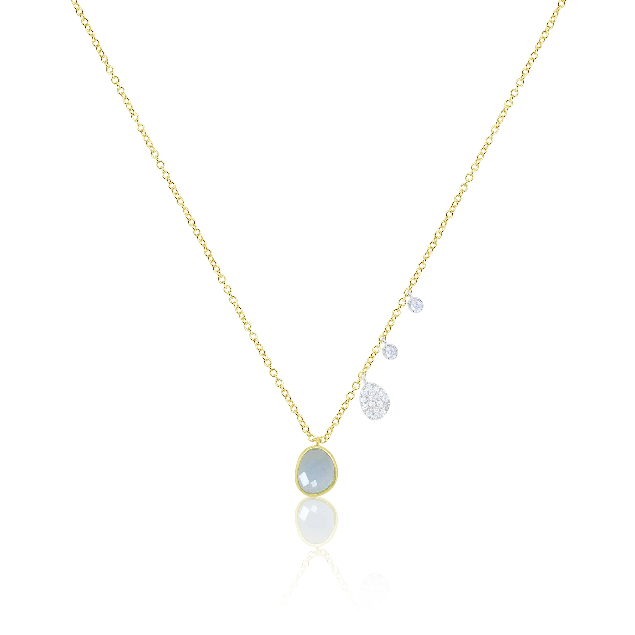Yellow Gold Blue Topaz and Diamond Necklace sold by Meira T