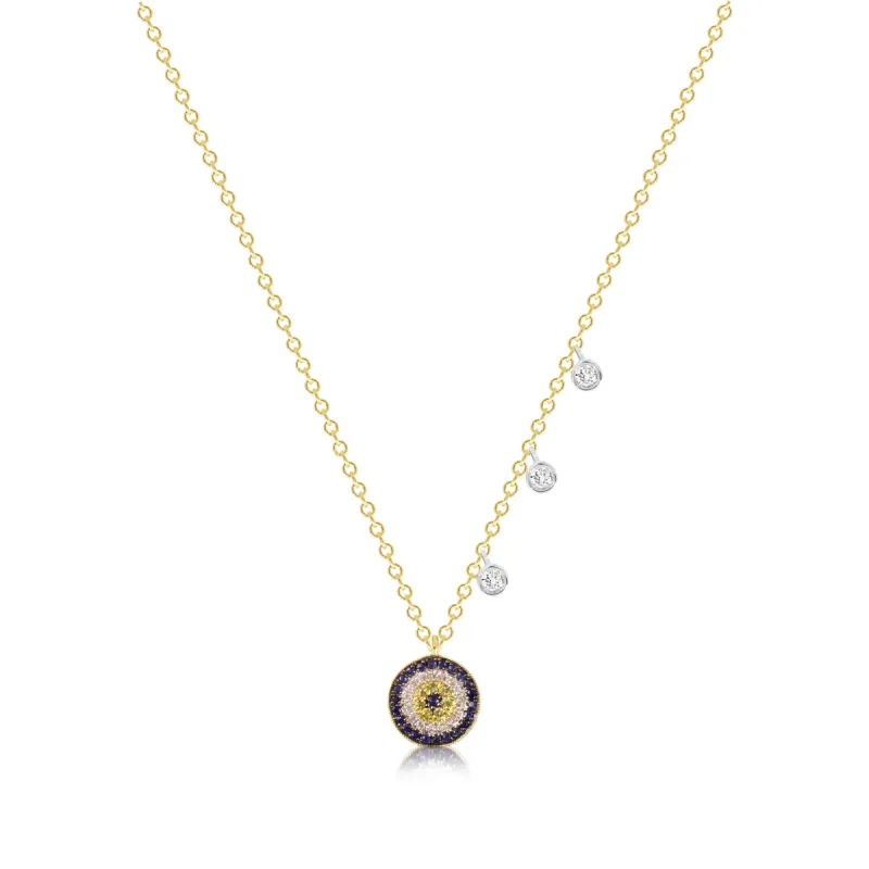 Evil Eye Charm Necklace with Blue Sapphires and Diamonds sold by Meira T
