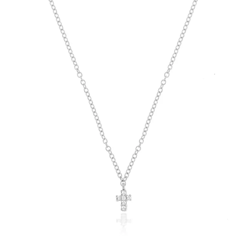 White Gold Dainty Cross Necklace sold by Meira T