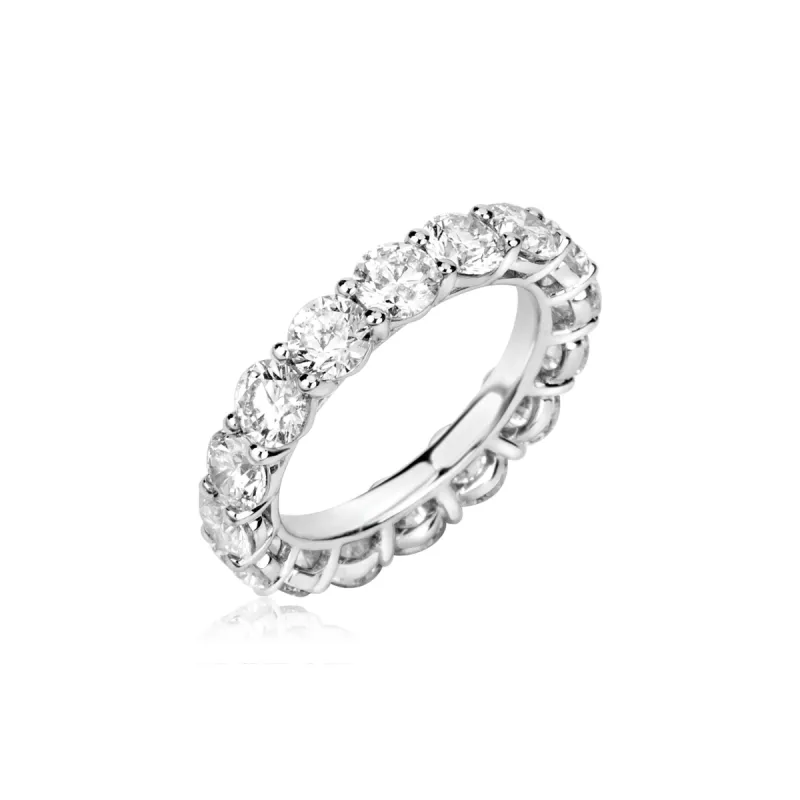 The Drop # 11 Lab Grown White Gold 4 Carat Round Diamond Eternity Band sold by Meira T