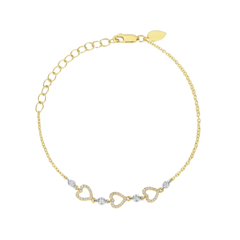 Yellow Gold Diamond Hearts Bracelet sold by Meira T