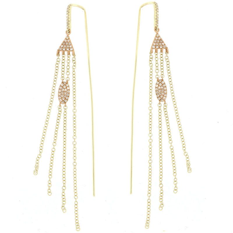 Single Yellow and Rose Gold Diamond Fringe Earring sold by Meira T