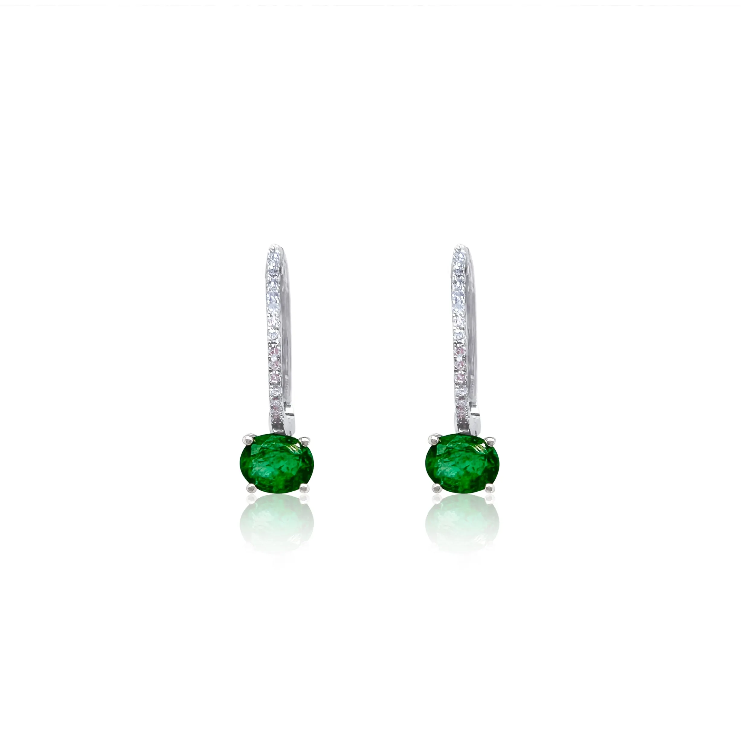 White Gold Diamond and Emerald Earring sold by Meira T
