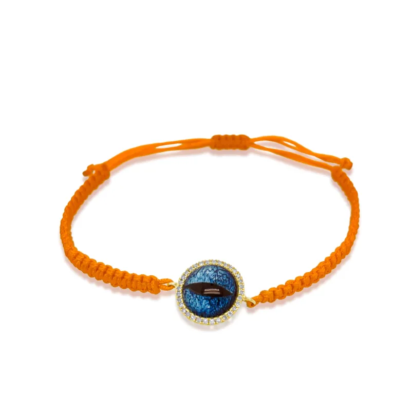 Brown Diamond and Blue Eye Orange Chord Bracelet sold by Meira T