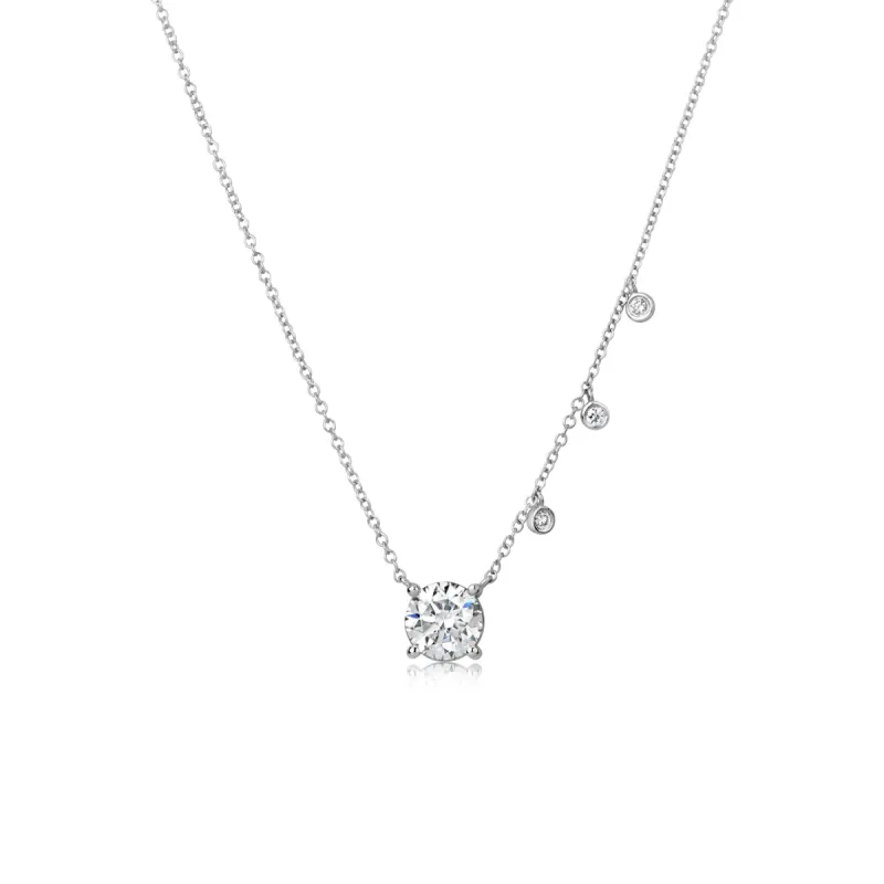 1.26 Carat Lab Grown White Gold Diamond Solitaire and Bezels Necklace *ONLINE EXCLUSIVE* sold by Meira T