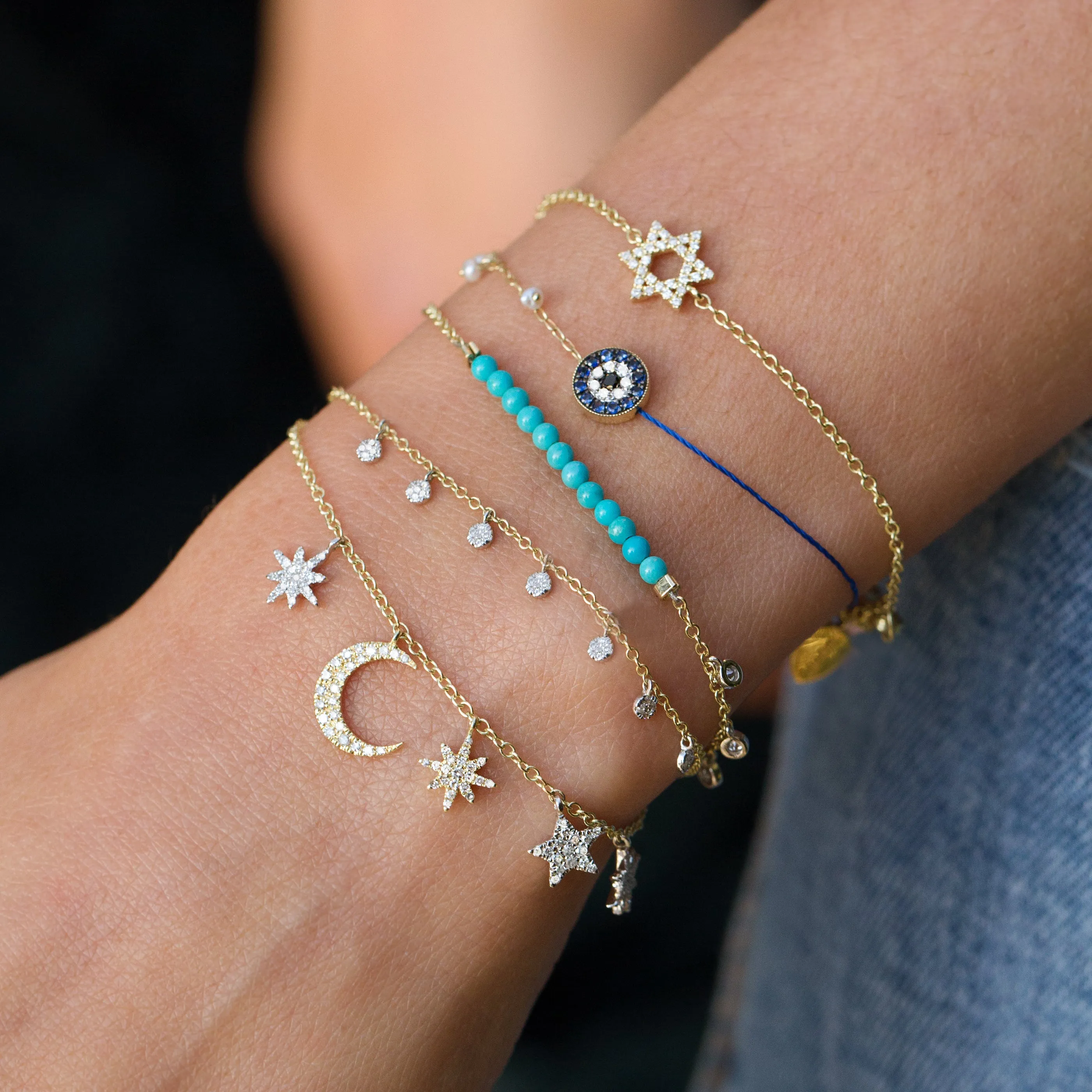 Turquoise Bead Bracelet with Diamond Bezels sold by Meira T product image thumbnail 2