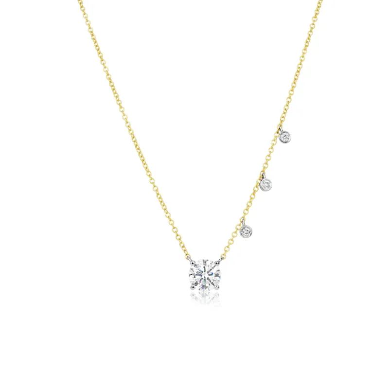 1.06 ct Lab Grown Yellow Gold Diamond Solitaire and Bezels Necklace *ONLINE EXCLUSIVE* sold by Meira T
