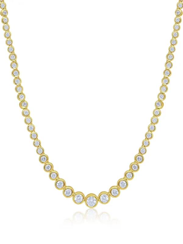 Yellow Gold Bezel Set Tennis Necklace sold by Meira T