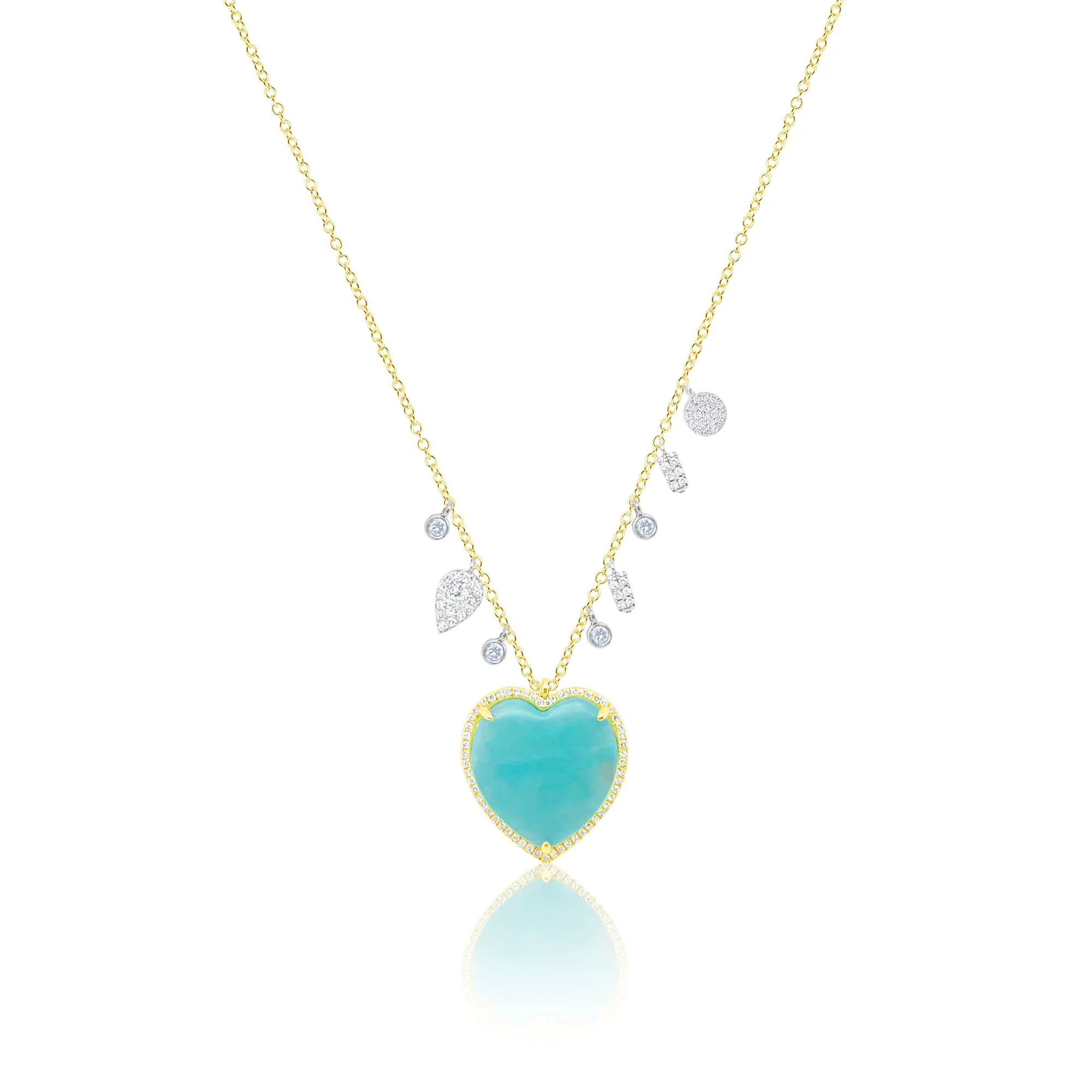 Yellow Gold Amazonite Diamond Heart Necklace sold by Meira T