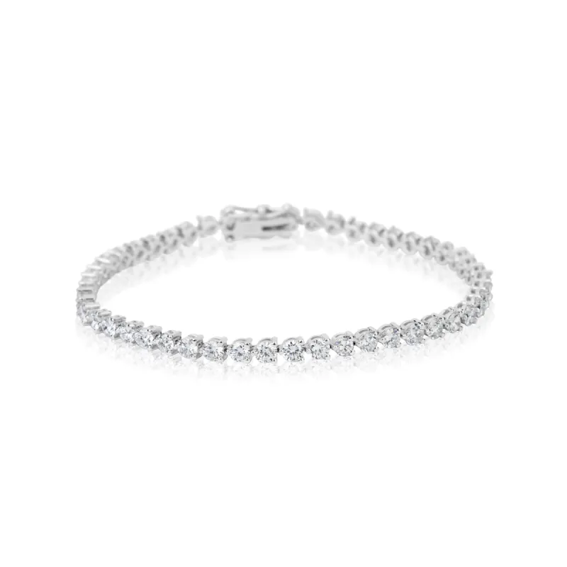 White Gold 3 Prong Tennis Bracelet sold by Meira T