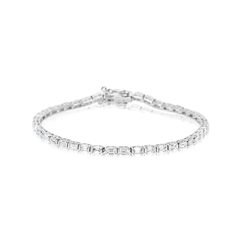 The Drop # 11 White Gold Emerald Cut Tennis Bracelet 3.5 Carats sold by Meira T
