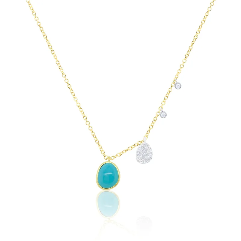 Two Tone Turquoise and Diamond Necklace sold by Meira T