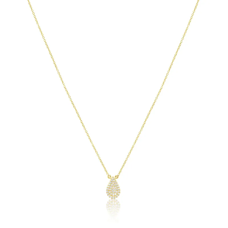 Yellow Gold Diamond Teardrop Necklace sold by Meira T