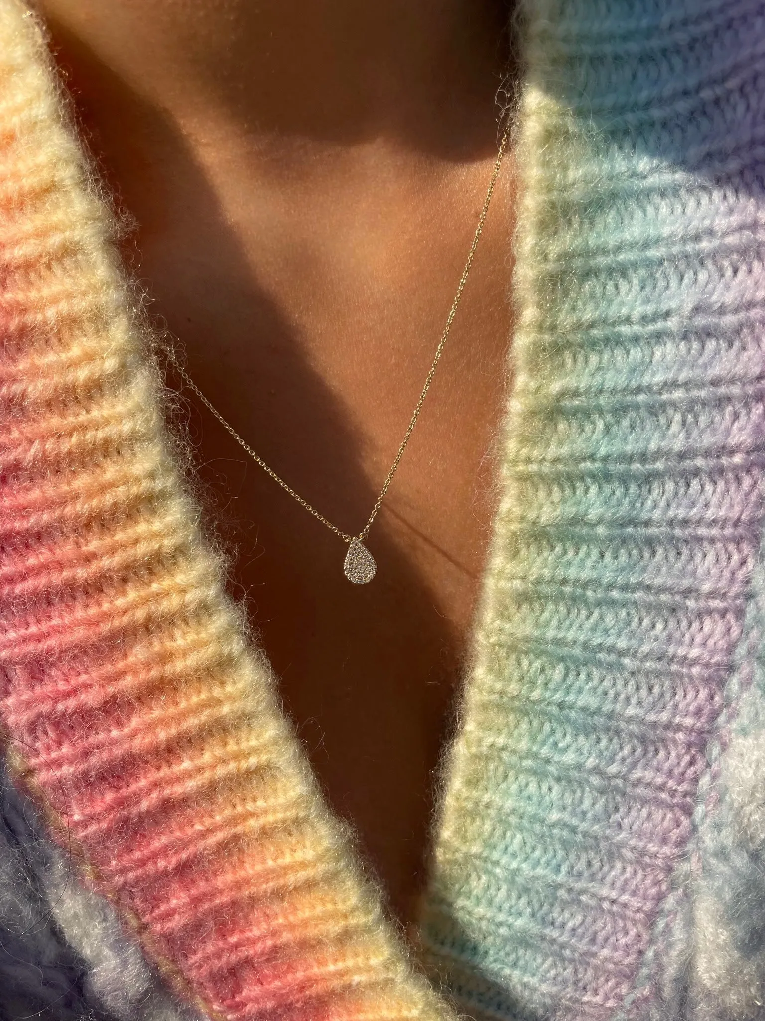 Yellow Gold Diamond Teardrop Necklace sold by Meira T product image thumbnail 2