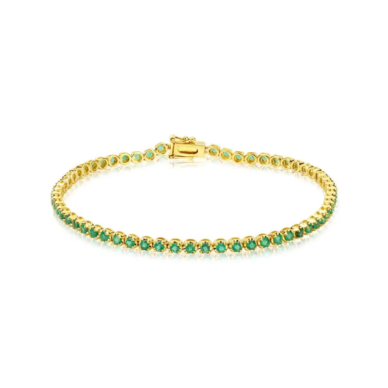 Yellow Gold Emerald Tennis Bracelet sold by Meira T