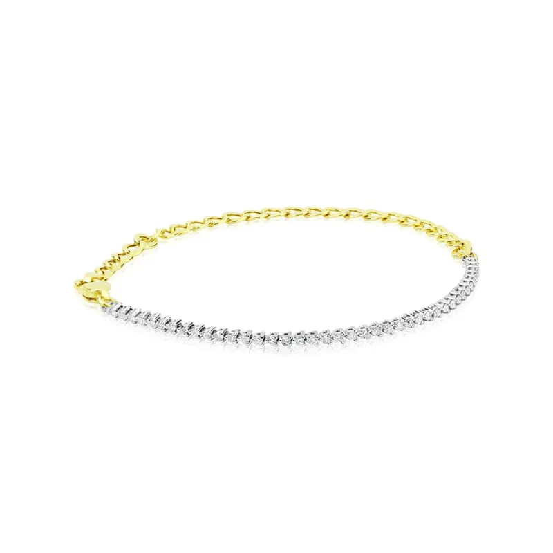 Half and Half Yellow Gold Dimond Bracelet sold by Meira T