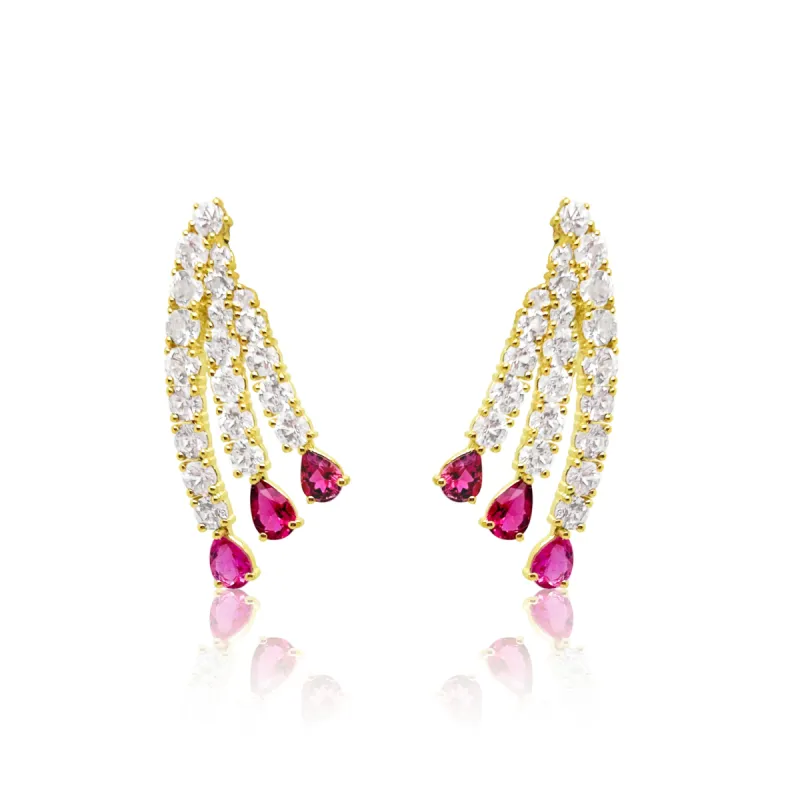 14 Kt Yellow Gold 5.48 Ct Diamond Tourmaline Statement Huggies made by Meira T