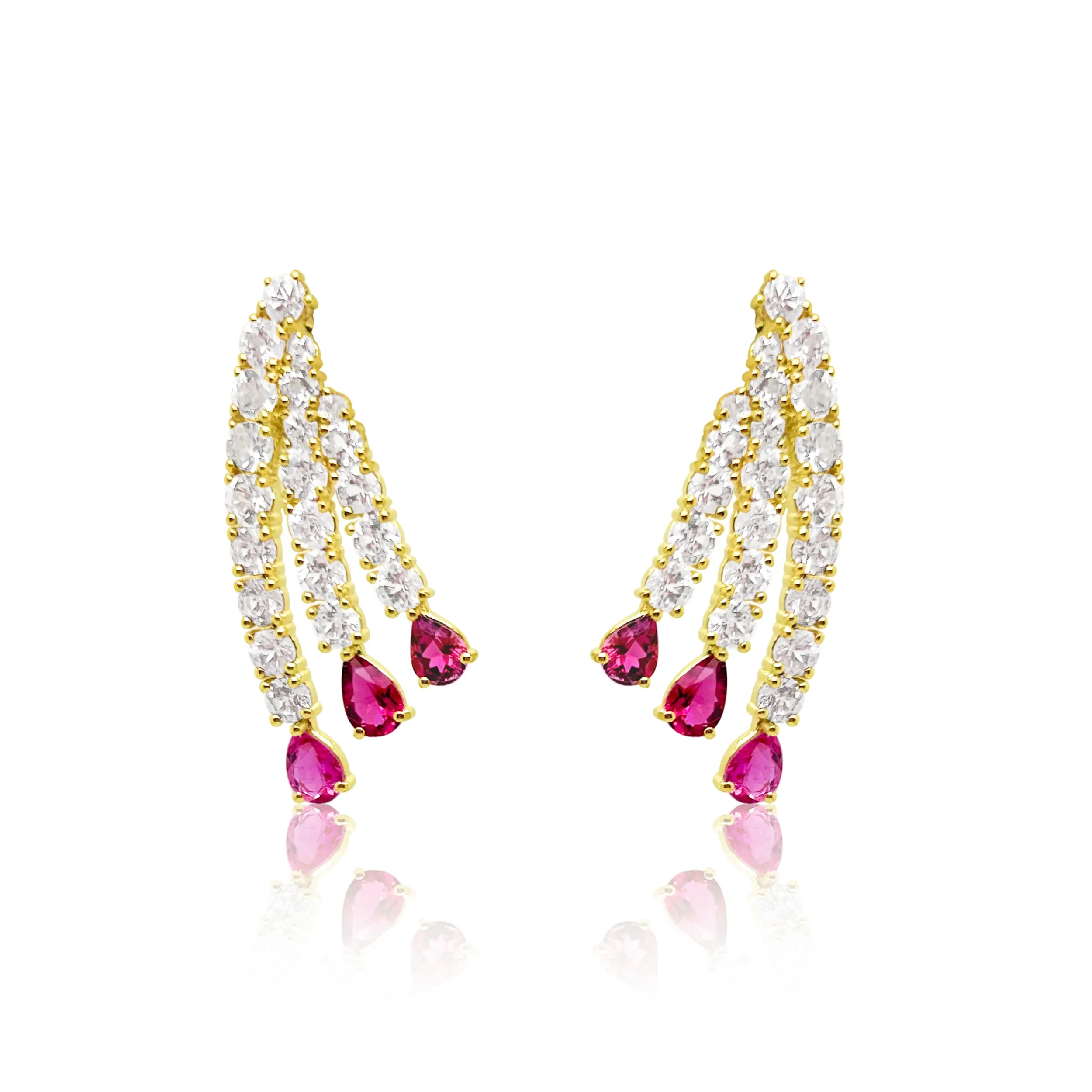 14 Kt Yellow Gold 5.48 Ct Diamond Tourmaline Statement Huggies sold by Meira T