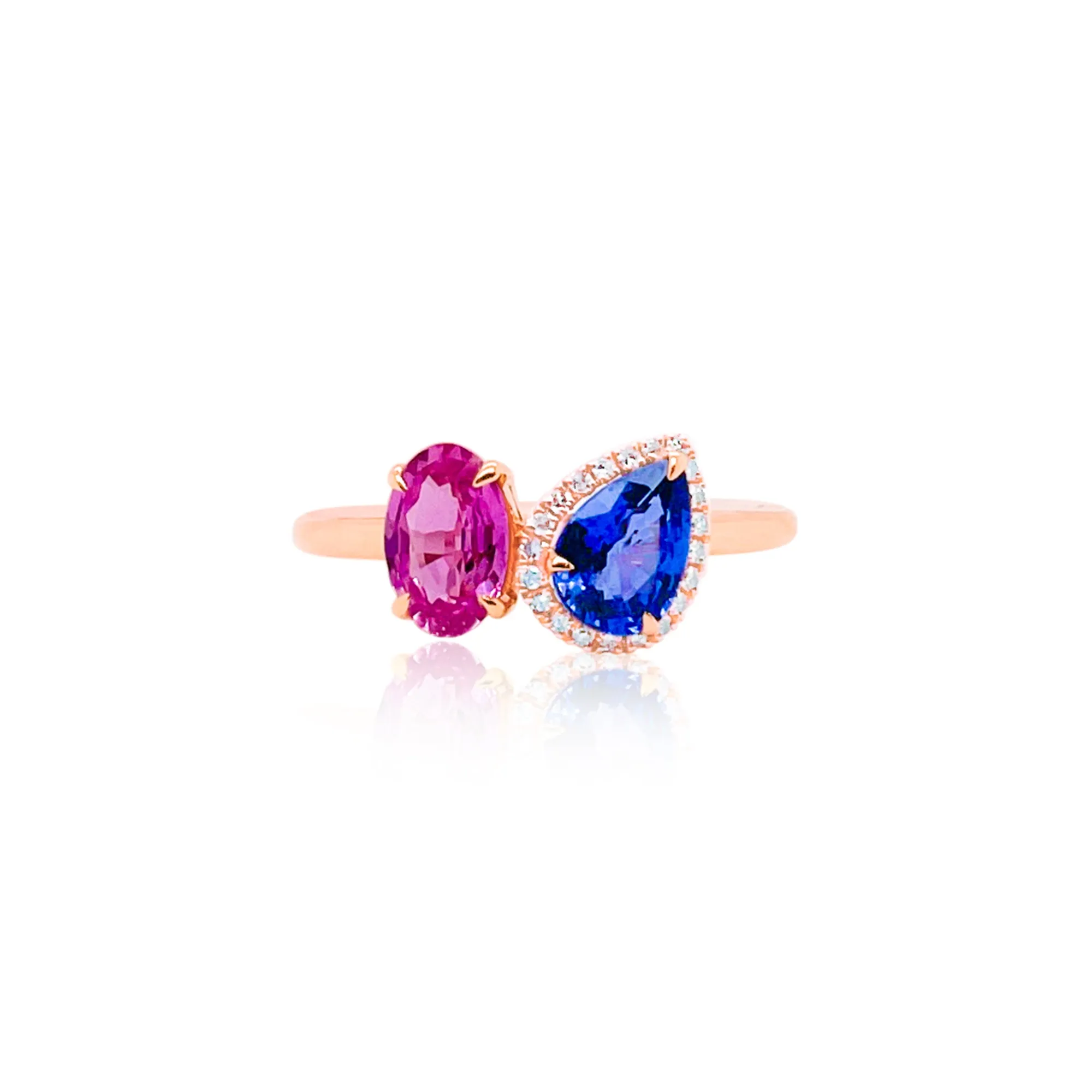 Size 6.5 Rose Gold Pink and Blue Sapphire Ring sold by Meira T