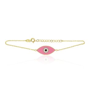 Yellow Gold Pink Evil Eye Bracelet sold by Meira T