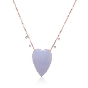 Rose Gold Chalcedony Heart Necklace sold by Meira T