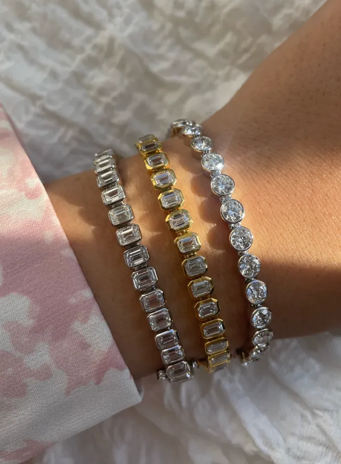 Lab Grown Tennis Bracelet | 10 cts emerald cut sold by Meira T product image thumbnail 2