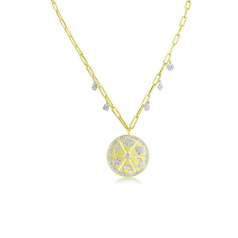 Paperclip Chain Yellow Gold Symbols Necklace sold by Meira T