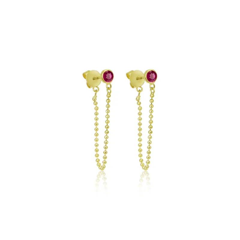 Ruby Yellow Gold Threader Earrings sold by Meira T