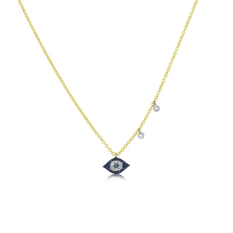 Blue Sapphire and Blue Diamond Evil Eye Necklace sold by Meira T