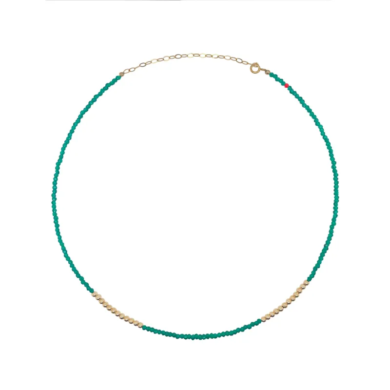 Microbead Emerald and Gold Bead Choker sold by Meira T