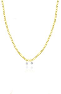 Cuban Chain Diamond Cross and Disk Necklace sold by Meira T