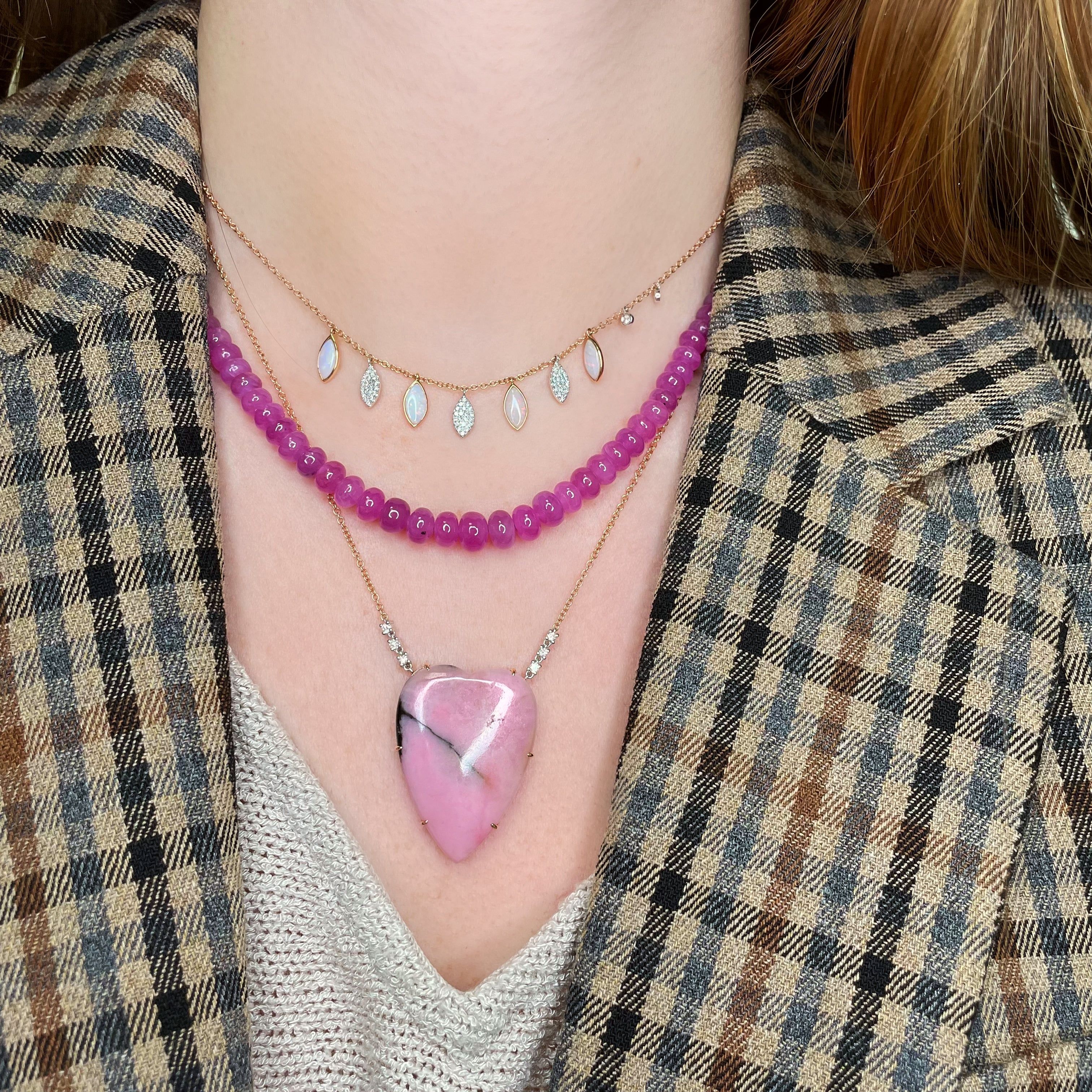 Pink Sapphire Beaded Statement Necklace sold by Meira T product image thumbnail 2