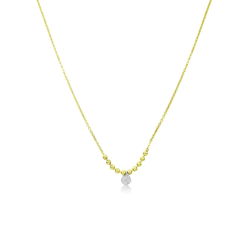 Yellow Gold Ball Chain Diamond Disc Necklace sold by Meira T