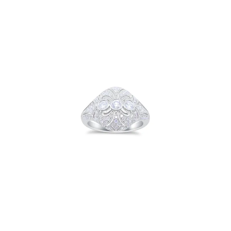White Gold Antique Inspired Diamond Filigree Ring sold by Meira T