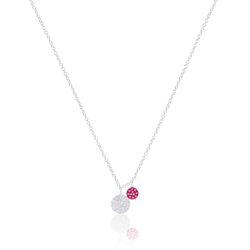 Electric Pink Diamond Disc Charm Necklace sold by Meira T