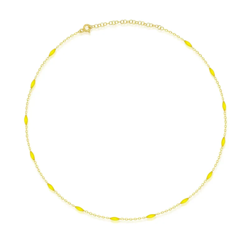 Neon Yellow Enamel Spot and Gold Plated Layering Chain sold by Meira T