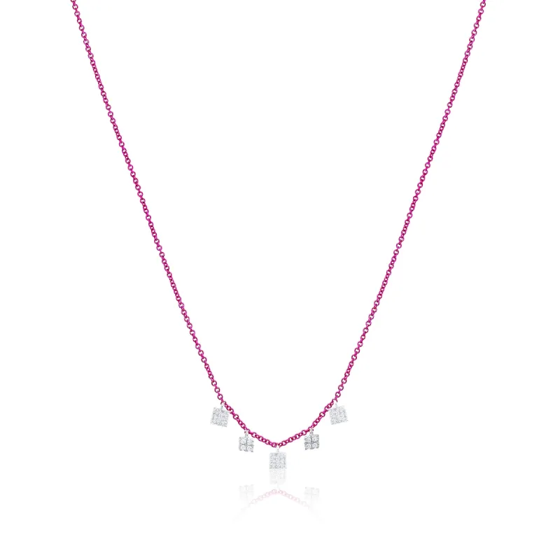 Electric Pink Diamond Charm Necklace sold by Meira T