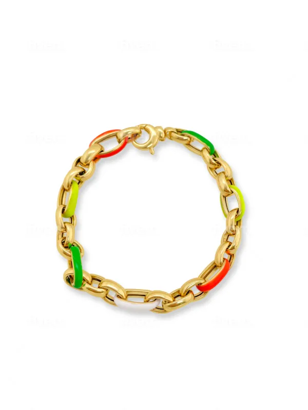 Multicolor Enamel Chunky Chain Bracelet- ONLINE EXCLUSIVE sold by Meira T