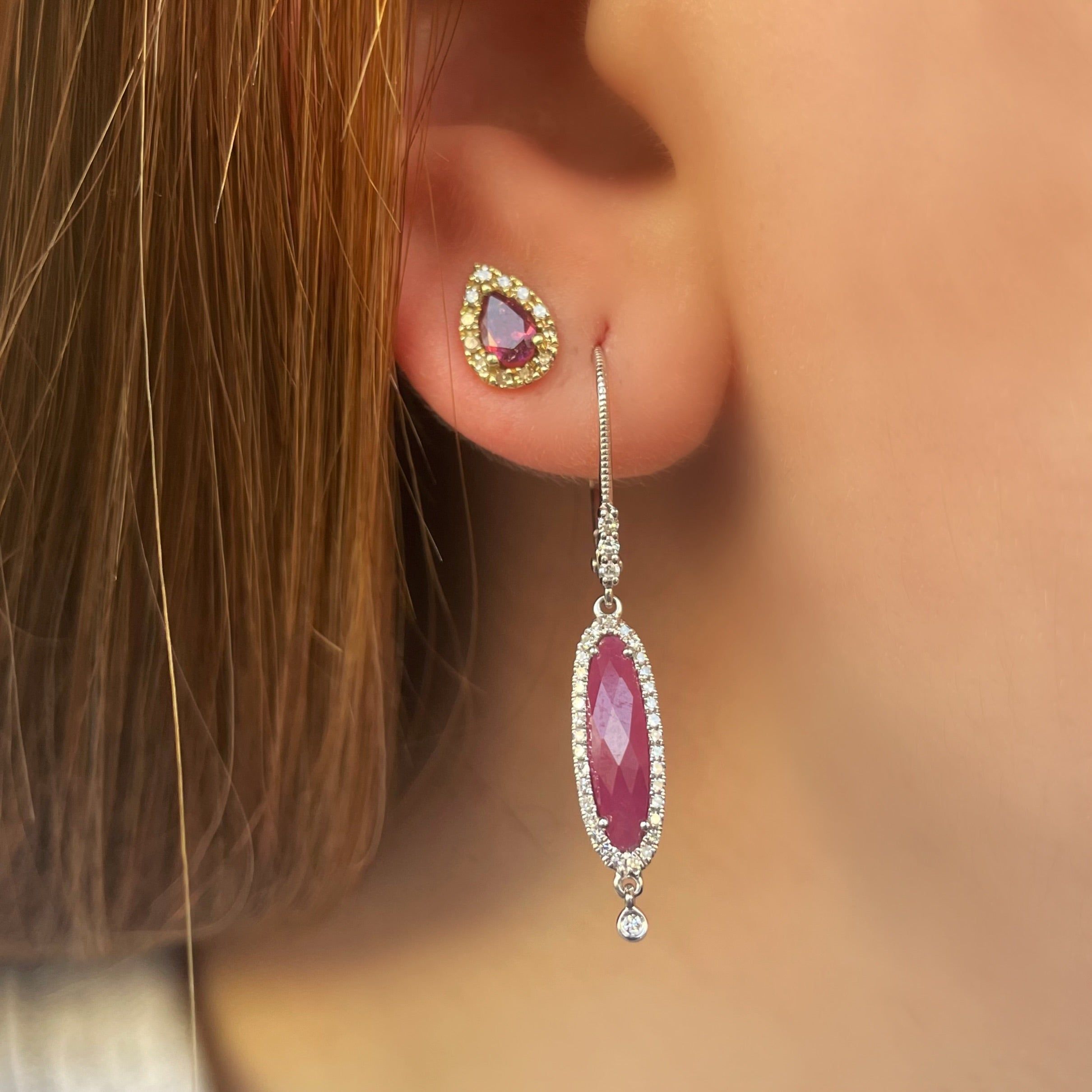 Yellow Gold Pink Tourmaline Studs sold by Meira T product image thumbnail 2