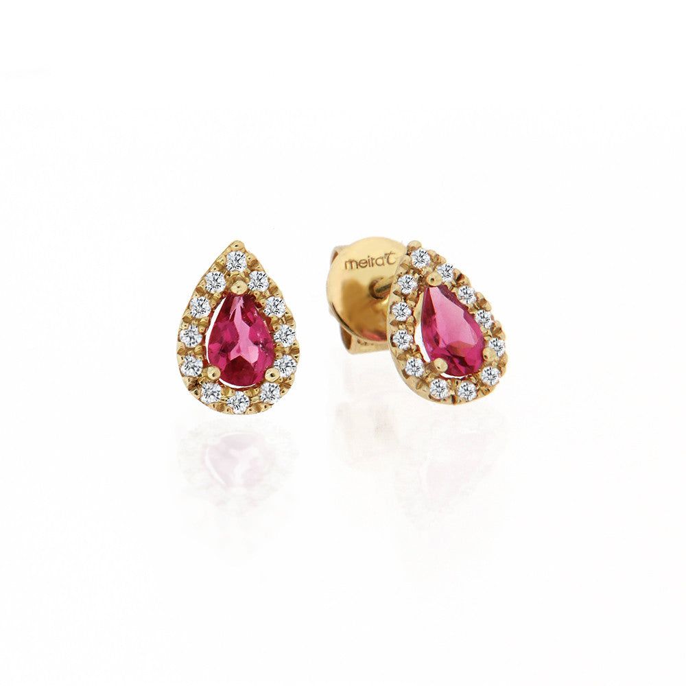 Yellow Gold Pink Tourmaline Studs sold by Meira T