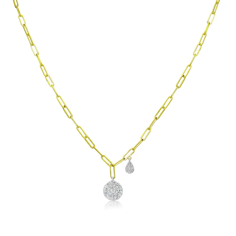 Diamond Disk Paperclip Chain Necklace sold by Meira T