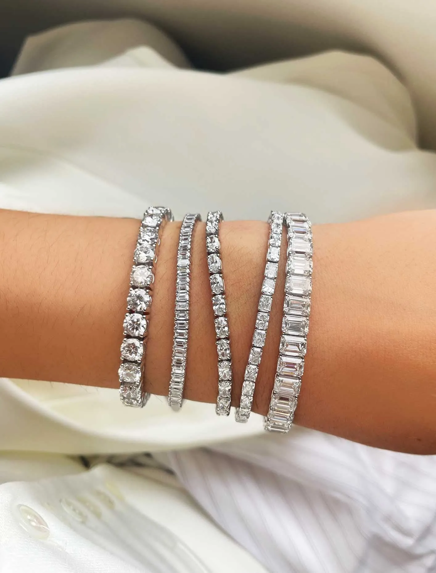 Lab Grown Tennis Bracelet | 6.5 Carat Oval Cut sold by Meira T product image thumbnail 2