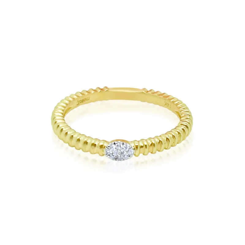 Yellow Gold Textured Diamond Oval Ring sold by Meira T