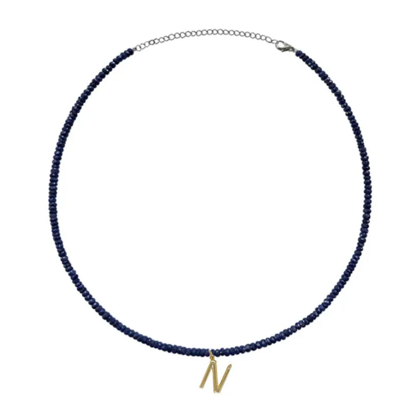 Initial Blue Sapphire Beaded Necklace-ALL NEW sold by Meira T
