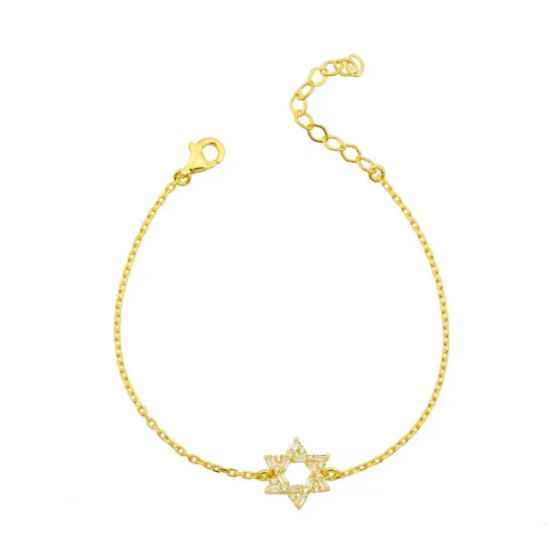 Dainty Gold Plated  CZ Crystal Jewish Star of David Bracelet sold by Meira T