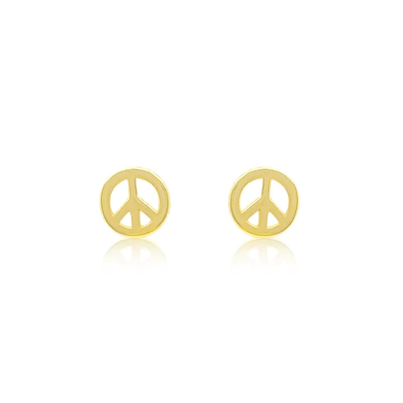 Yellow Gold Peace Sign Studs sold by Meira T